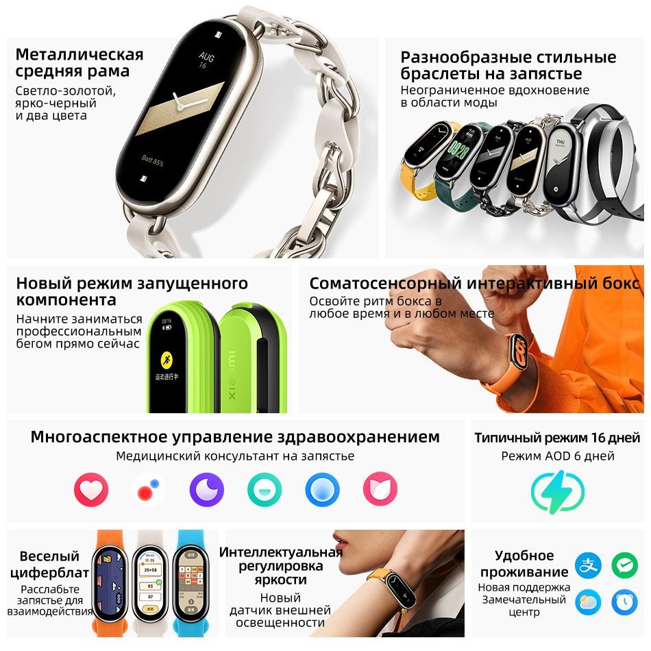 Xiaomi Фитнес-браслет Mi Band 8, черный - купить с доставкой по выгодным  ценам в интернет-магазине OZON (1215019181)