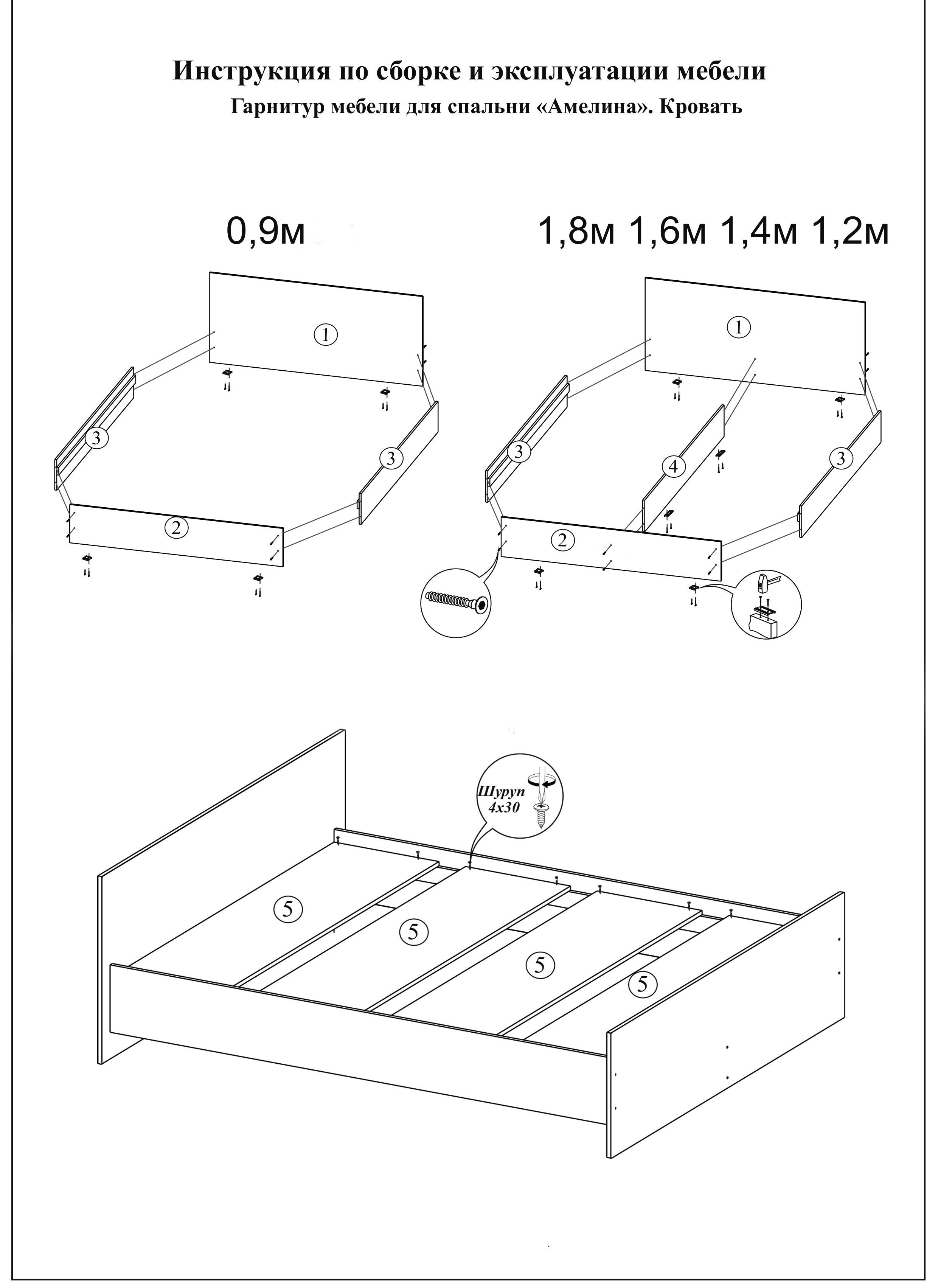 Схема сборки кровати амелина