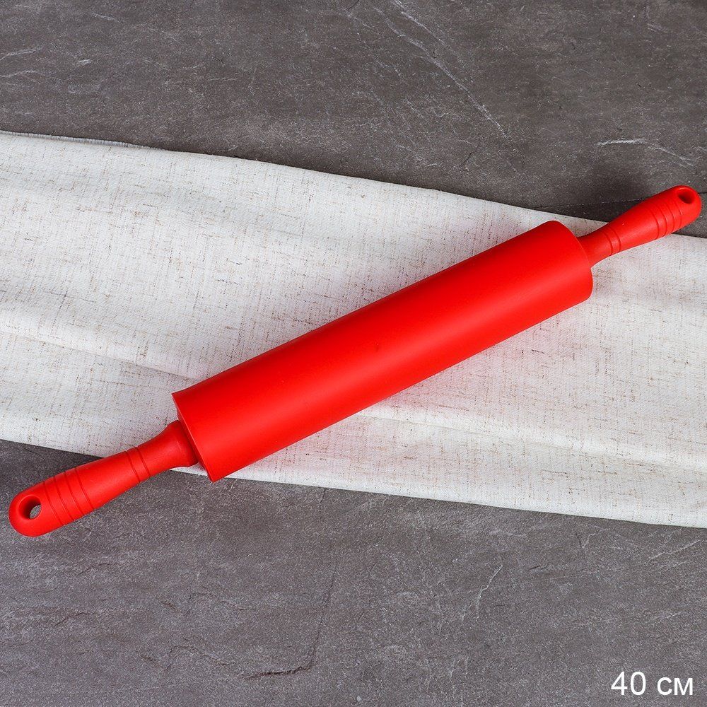 Скалка 20 см, силиконовая, красная.