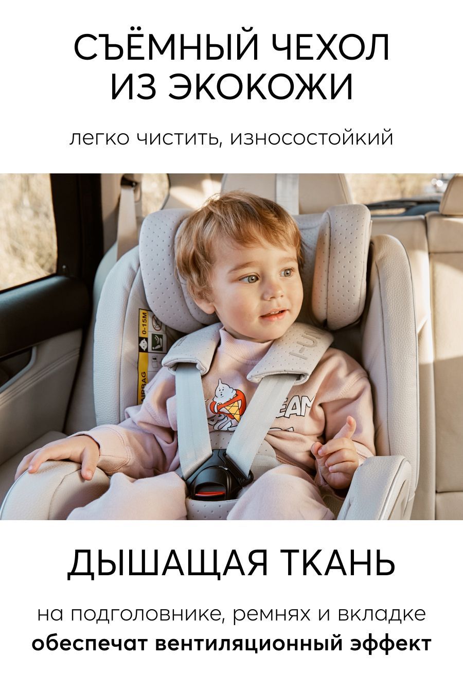 Автокресло детское поворотное на 360, I-Unix Happy Baby группа 0+/1/2/3 (от  0 до 36 кг), i-size, крепление isofix с базой, экокожа 0-12 лет, белый -  купить с доставкой по выгодным ценам в интернет-магазине OZON (503398612)