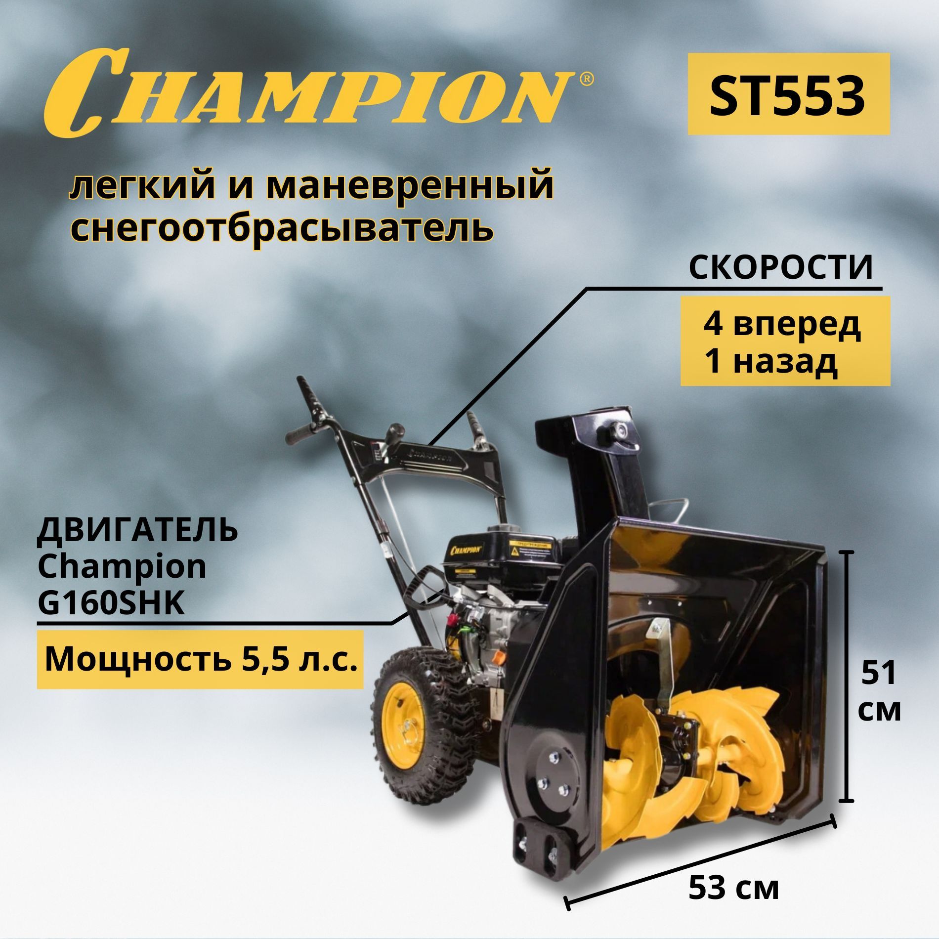 Champion 除雪机, 5.5 马力, 53 厘米