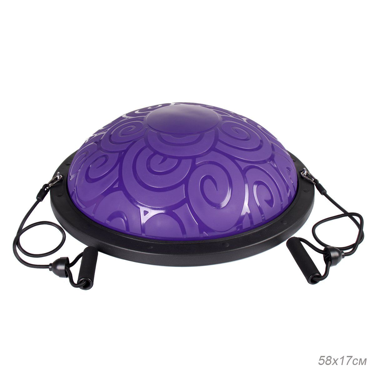 Полусфера балансировочная BOSU 58х17 см Woohooo Curls эспандер, насос, фиолетовая