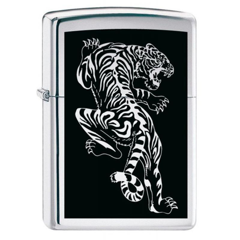 ZIPPO бензиновая зажигалка Tigre Brushed Chrome #1