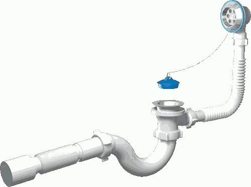 Сифон АНИ для ванны 1.1/2"х40 с выпуском и переливом с гибкой трубой 40/50 Е155  #1