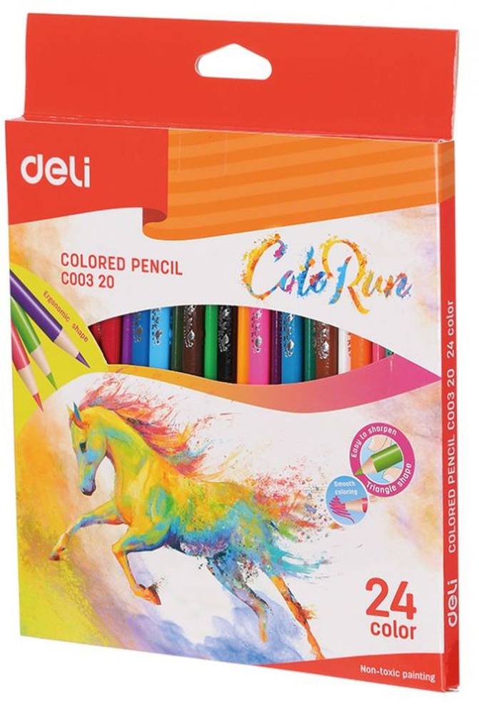 Комплект 2шт. Карандаши цветные Deli ColoRun EC00320 тополь 24цв. коробка/европод.  #1