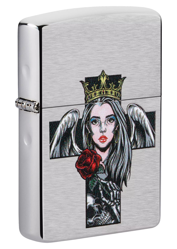 Зажигалка ZIPPO бензиновая Cross Queen Skull Brushed Chrome 49262 #1