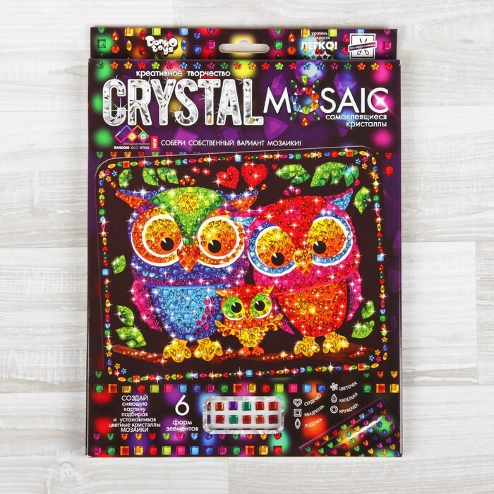 Набор для создания мозаики "Совушки" CRYSTAL, на тёмном фоне - купить с ...