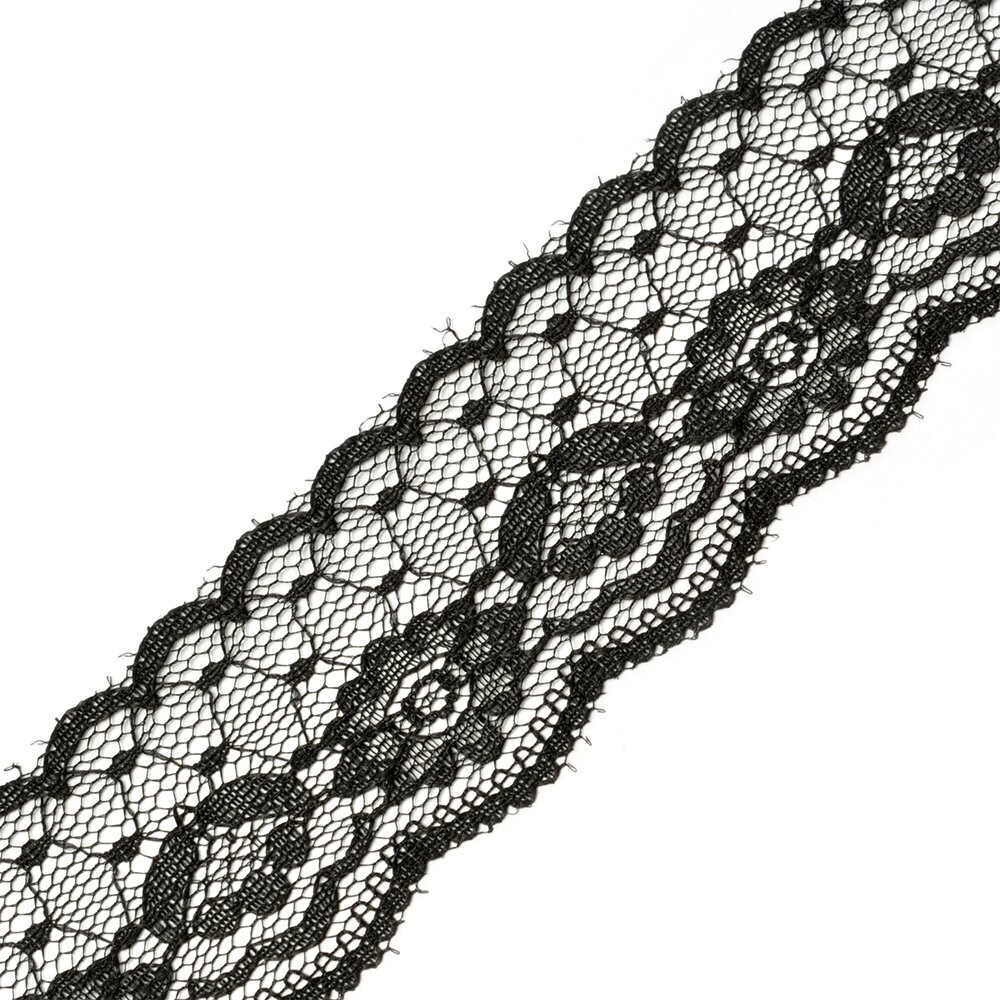 Кружево капроновое (кружево для рукоделия) шир.43мм цв.черный упак.45,7 м  #1