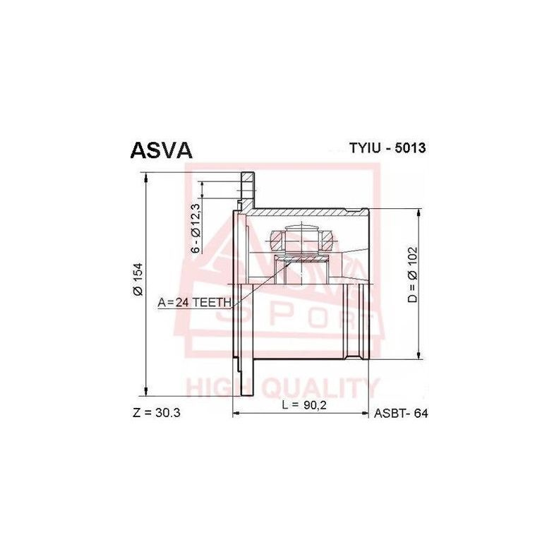ШРУС внутренний ASVA TYIU5013 - ASVA арт. TYIU5013 - купить по выгодной ...
