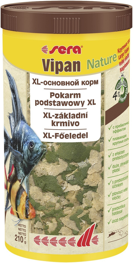 Sera Vipan XL Nature корм для всех декоративных рыб, крупные хлопья 1000мл (210гр)  #1