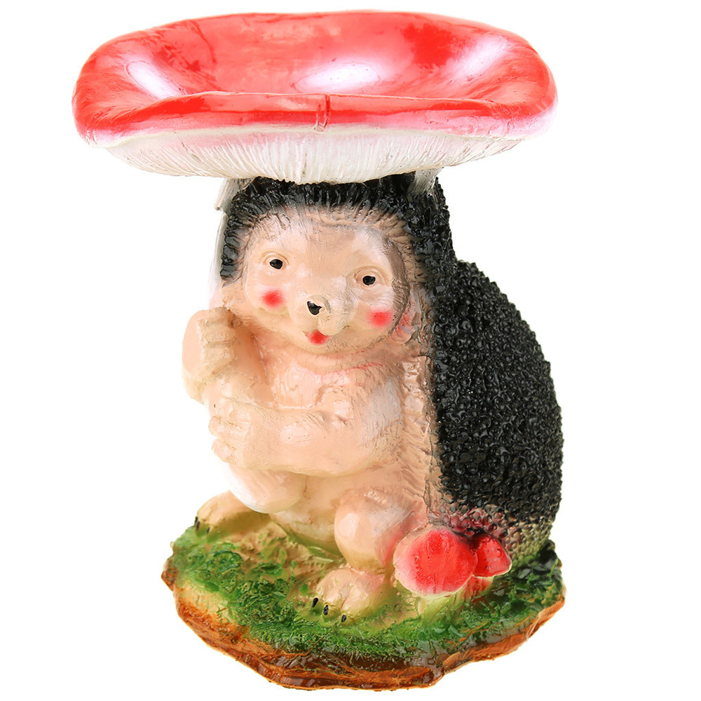 Скульптура-фигура для сада гипсовая "Еж под грибом малый" 24х16см (Россия)  #1