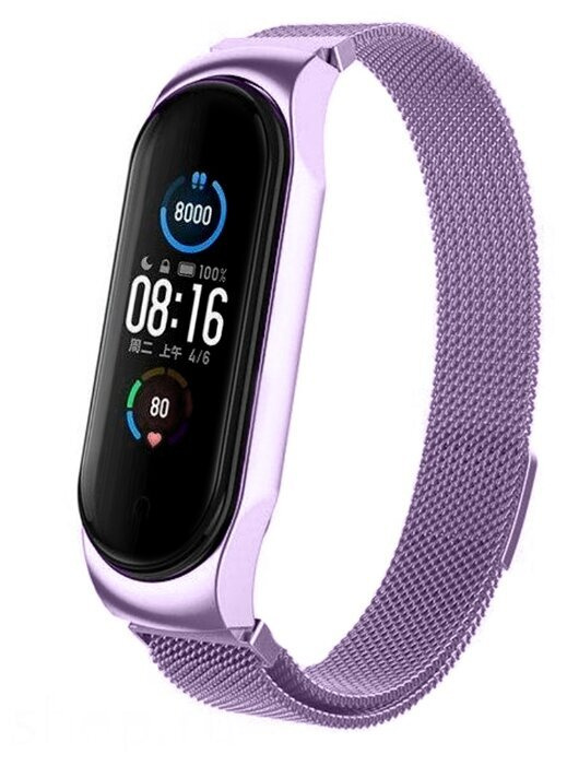 Металлический ремешок для Xiaomi Mi Band 5/Mi Band 6 , Миланская петля (Milanese Loop), Нежно - Фиолетовый #1