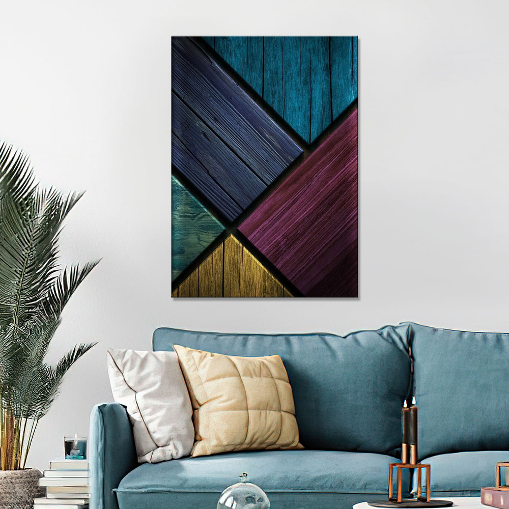 Картина на холсте для интерьера - Абстракция, геометрия, текстура дерева  разноцветная 20х30 - купить по низкой цене в интернет-магазине OZON  (795216765)