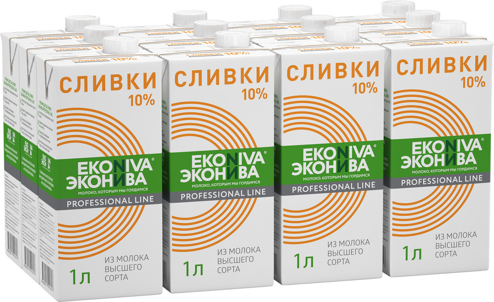 Сливки ультрапастеризованные ЭкоНива, 10%, 1 л х 12 шт #1
