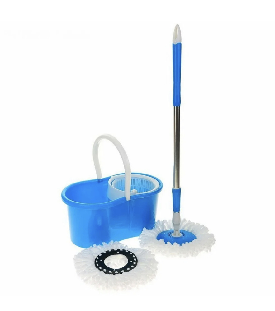 Система для влажной уборки пола Musson швабра с отжимом и ведром для полоска (синий)  #1
