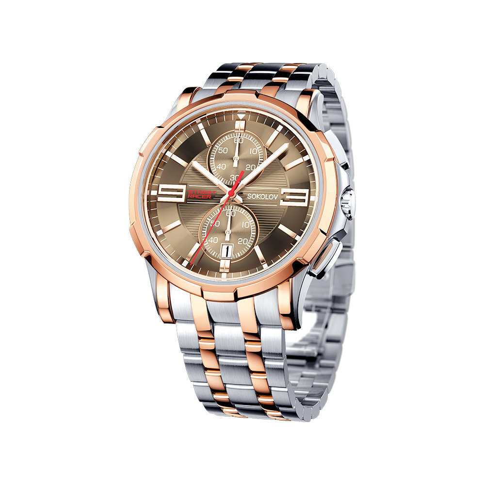 Мужские стальные наручные часы SOKOLOV с хронографом на браслете, 302 ...
