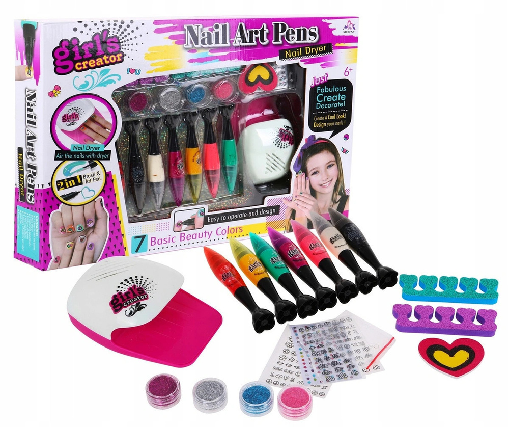 Маникюрный набор для девочек Nail Art Pens с лампой. Набор для росписи ногтей  #1
