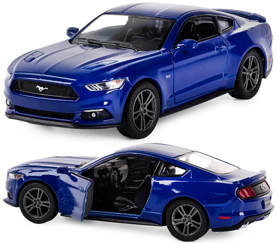 Машинка металлическая Kinsmart 1:38 2015 Ford Mustang GT 5386DKT инерционная, двери открываются / Синий #1