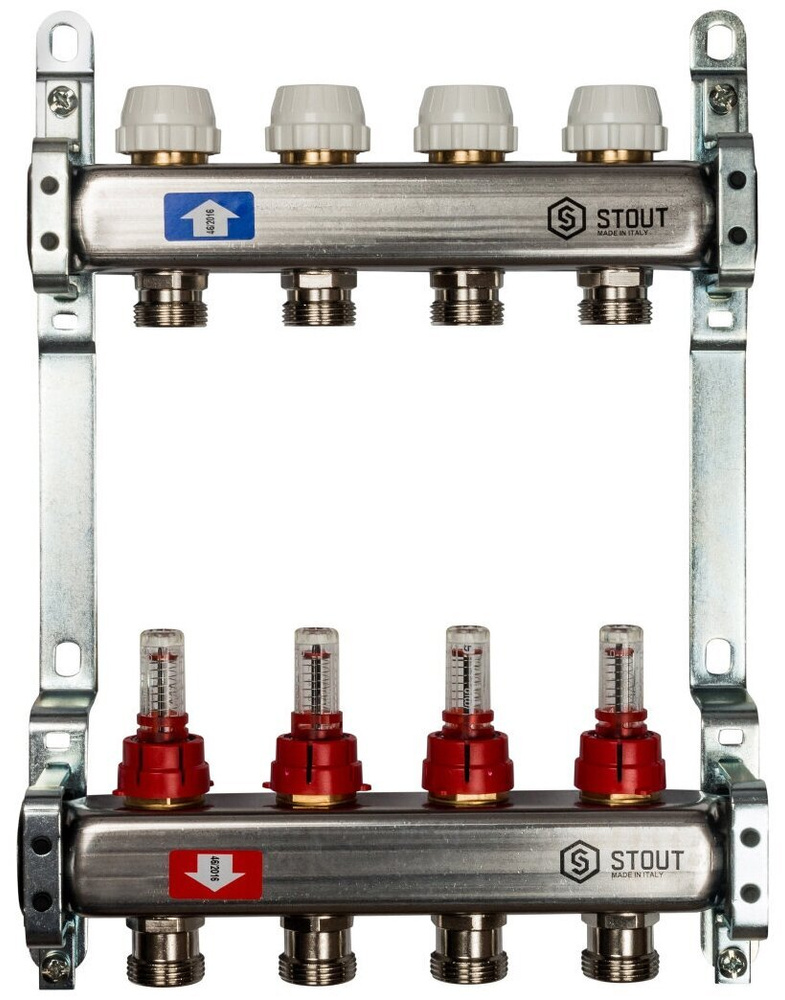 STOUT Коллектор с расходомерами на 4 выхода из нержавеющей стали/SMS 0917 000004  #1