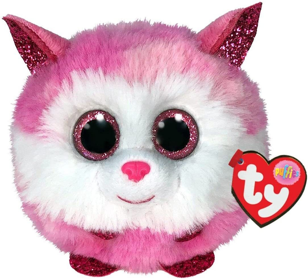 Мягкая игрушка TY PUFFIES розовая Хаски PRINCESS 10 см #1