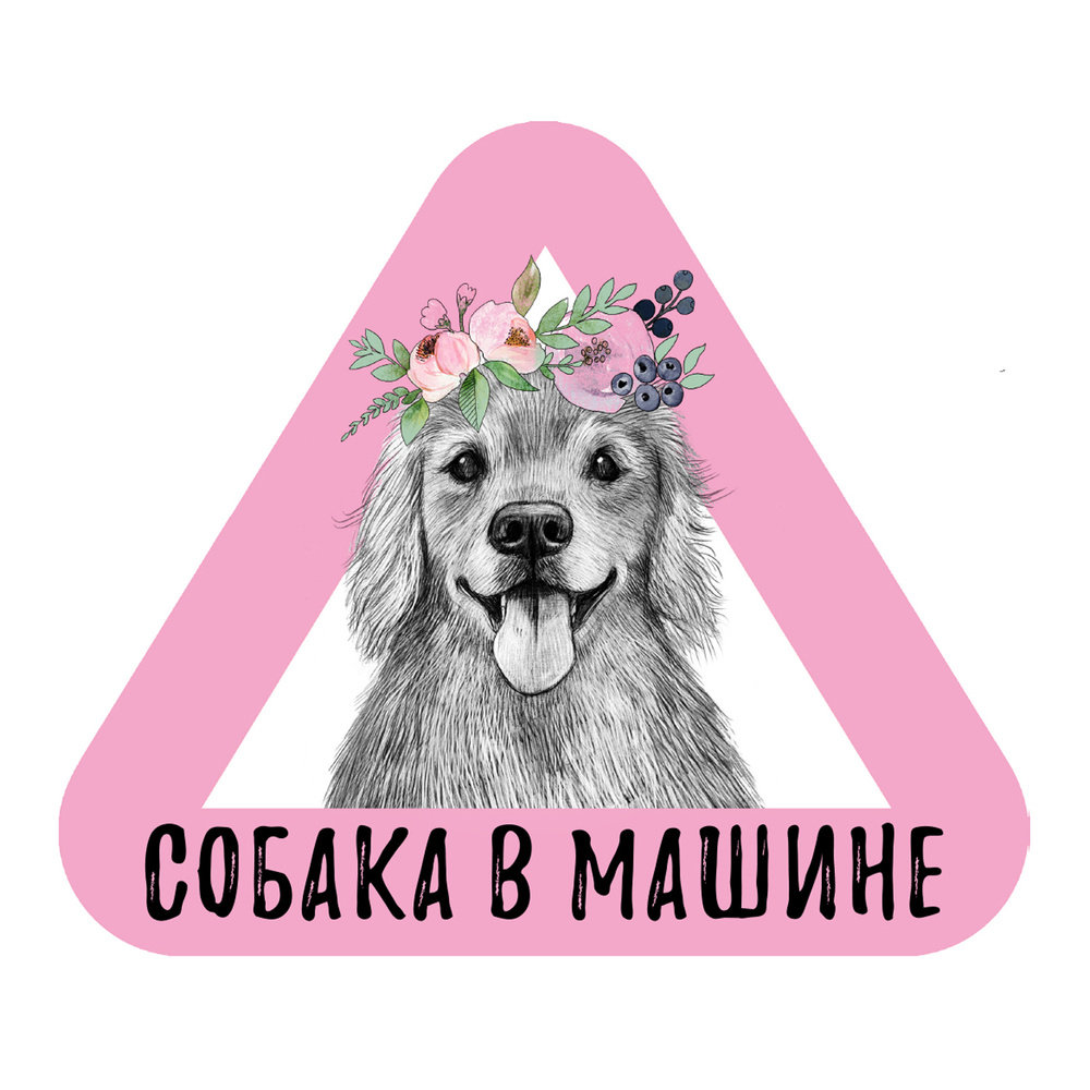 Стикер на машину, SMILEWITHFRIENDS, собака в машине, золотистый ретривер,  цвет розовый, снаружи стекла, 20 см - купить по выгодным ценам в  интернет-магазине OZON (363632451)