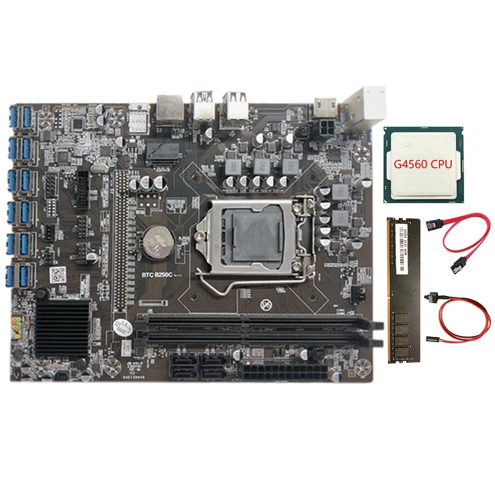 Материнская плата B250C для майнинга с процессором G4560 + 2XDDR4 4G ...