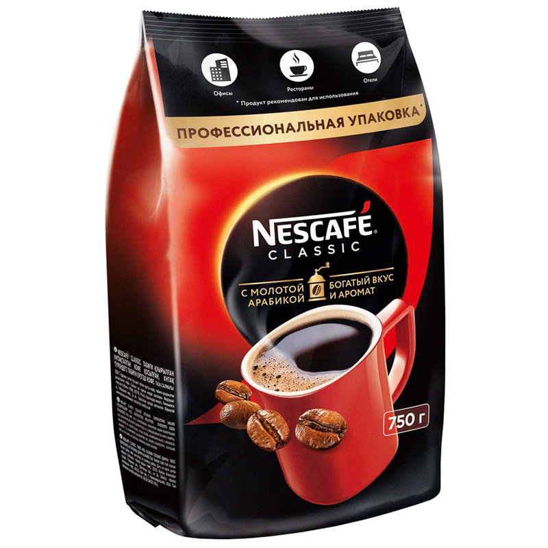Кофе растворимый Nescafe "Classic", гранулированный/порошкообразный с молотым, мягкая упаковка, 750г #1