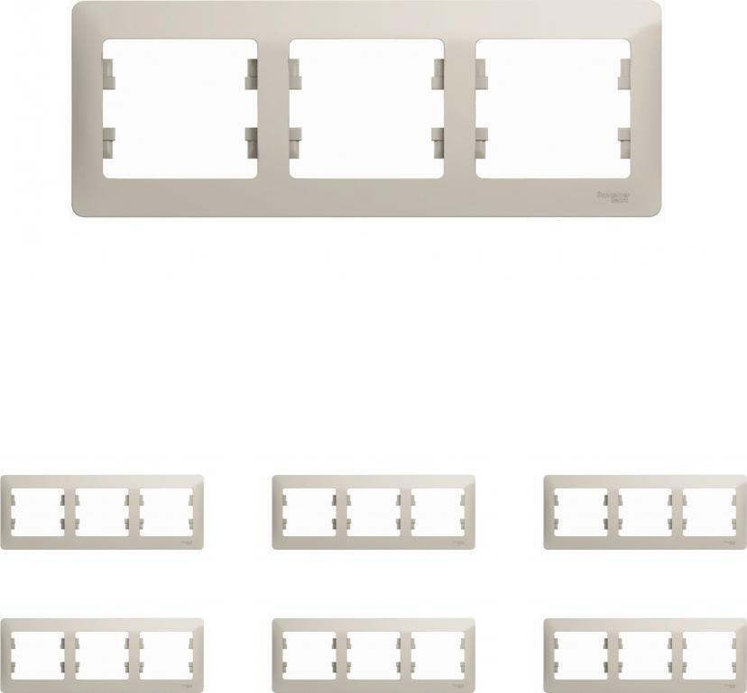 Рамка Schneider Electric Glossa трехместная горизонтальная молочный (комплект из 6 шт)  #1