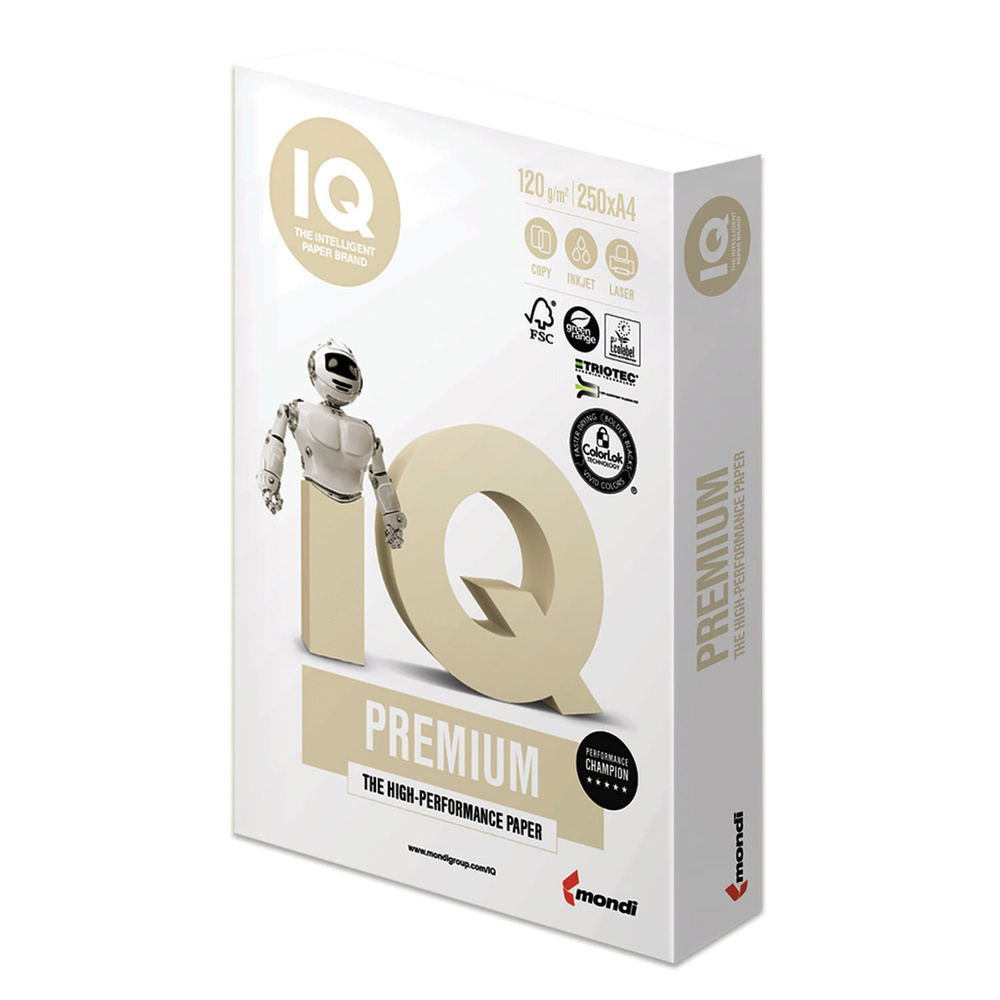 Бумага IQ Premium, А4, 120 г,м2, 250 листов, класс "А", 170% CIE #1