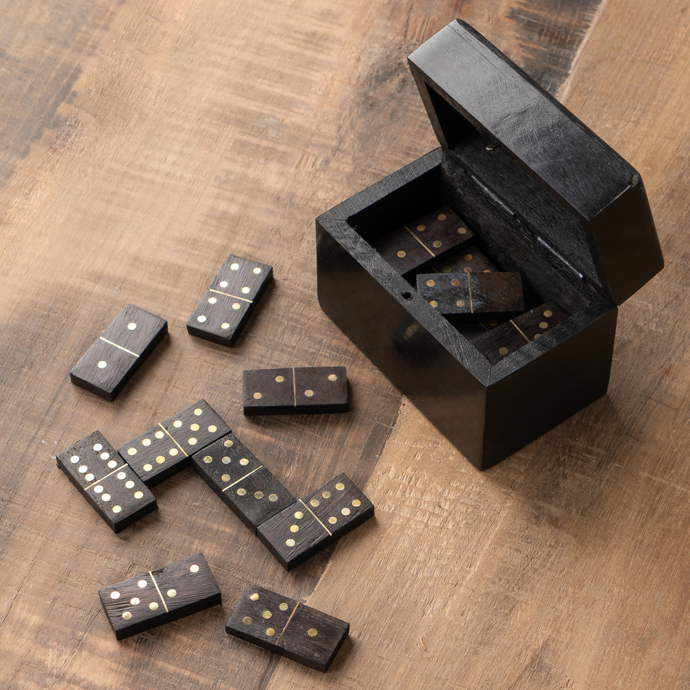 Домино Black Wooden Domino Box Brass Details - купить с доставкой по  выгодным ценам в интернет-магазине OZON (429004507)