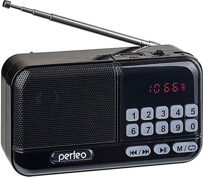 Радиоприемник цифровой Perfeo Aspen черный, 3 Вт, FM-радио 87.5 - 108.0 МГц, USB/microSD/3,5 мм, питание #1