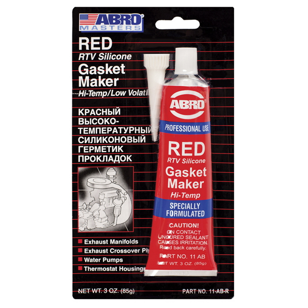 Герметик термостойкий АБРО красный маслостойкий герметик прокладок для авто и быта  #1