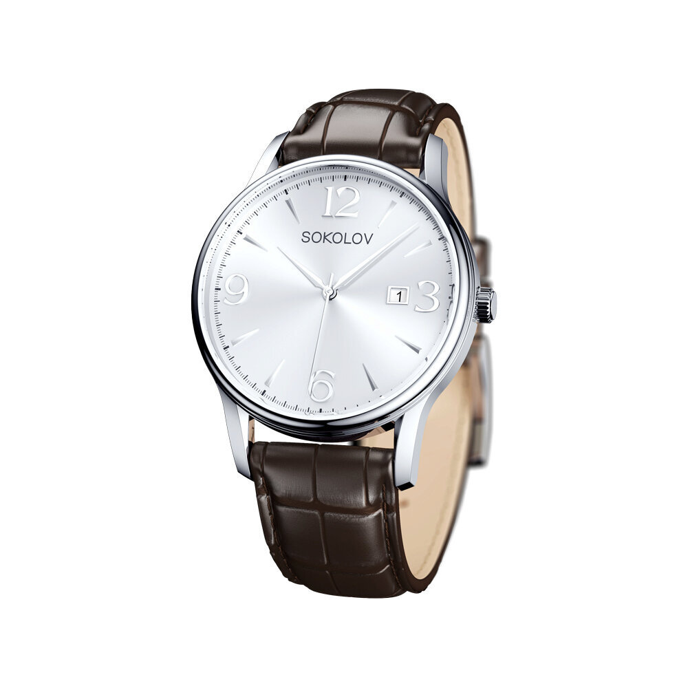 Мужские стальные наручные часы SOKOLOV на кожаном ремне, 611.71.00.600 ...