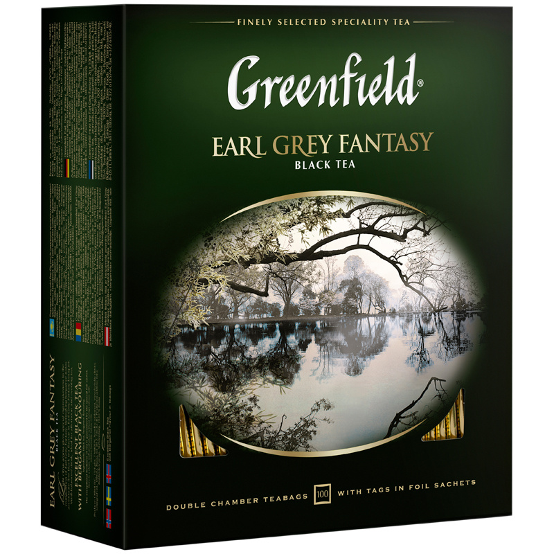Чай Greenfield "Earl Grey", черный с бергамотом, 100 фольг. пакетиков по 2г  #1