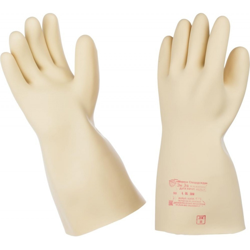 Перчатки защитные КНР резиновые, диэлектрические, класс защиты 0, латекс, размер 2 (латекс)  #1