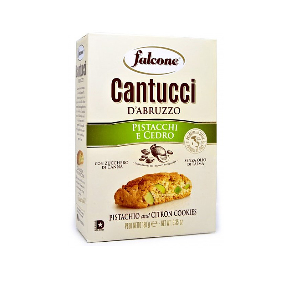 Печенье сахарное Falcone Cantucci (Кантуччи) с фисташками и цедрой лимона, 180 г  #1