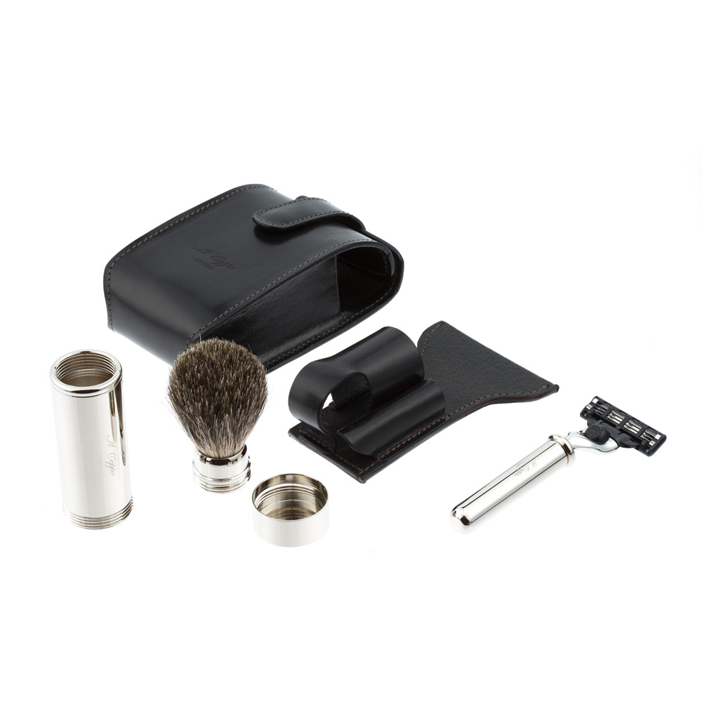 Дорожный бритвенный набор для мужчин в черном чехле: бритвенный станок ...