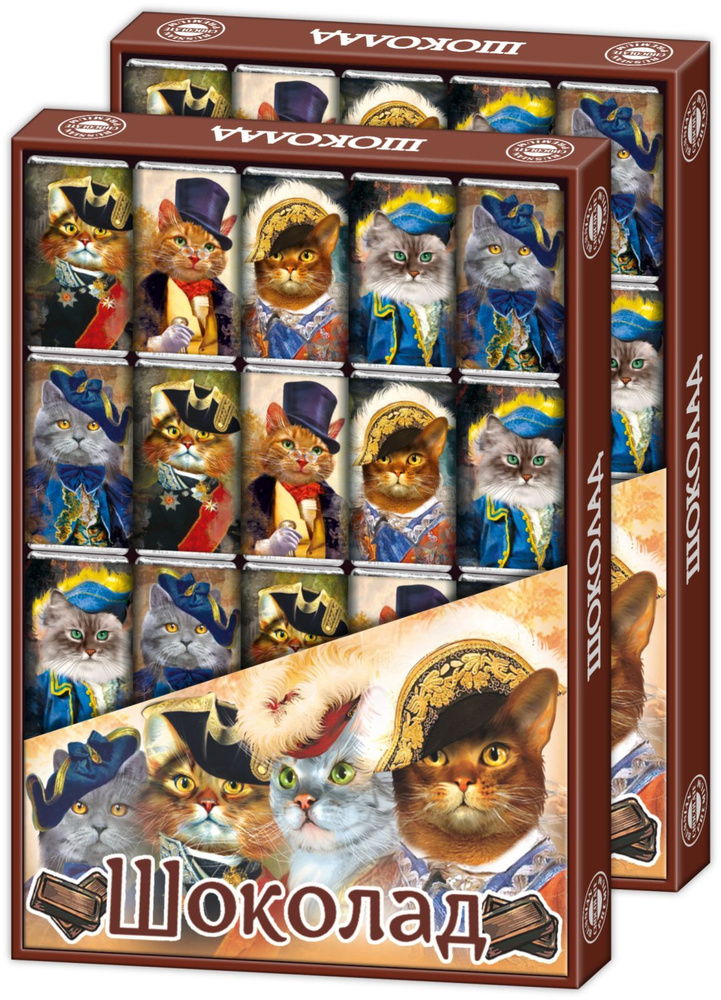 Шоколадный набор Глобус Про Коты в камзолах подарочный, 100г (2шт-200г) -  купить с доставкой по выгодным ценам в интернет-магазине OZON (539270873)