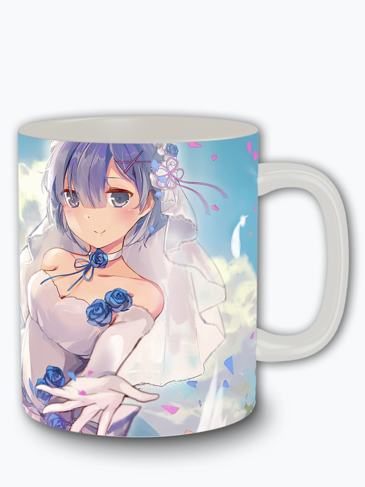 Кружка белая аниме ре зеро re zero (рем, рам, субару, эмилия, феликс) - 10395 #1