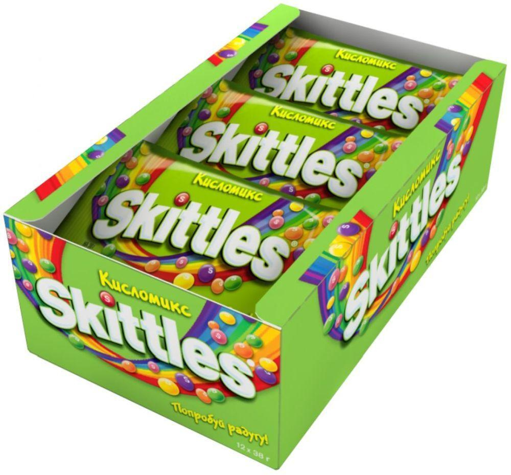 Skittles жевательные конфеты, Кисломикс, Шоубокс, 12 шт.* 38 гр.  #1