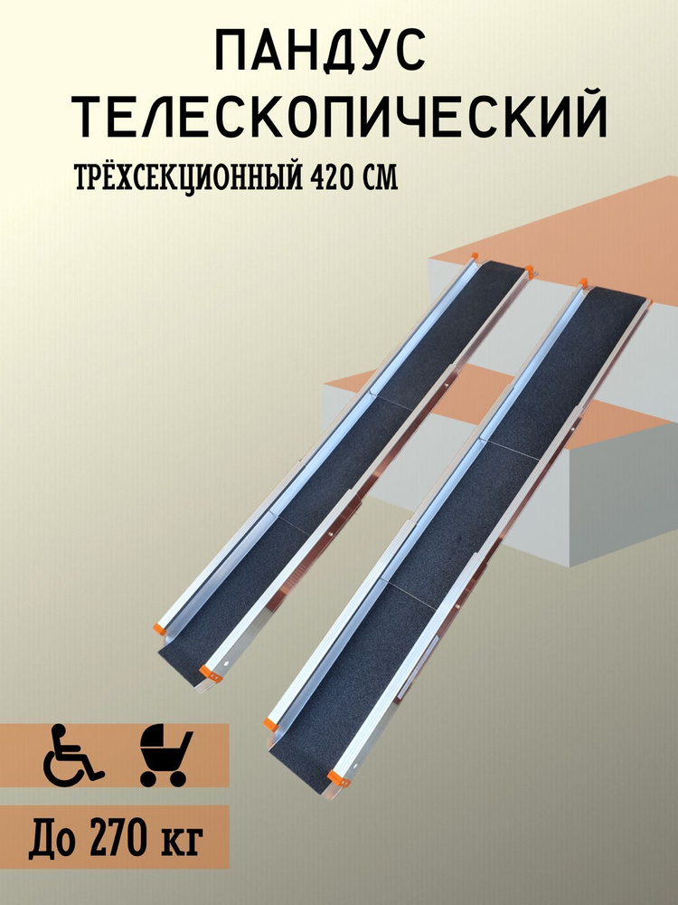 Пандус телескопический трехсекционный, 420 см #1