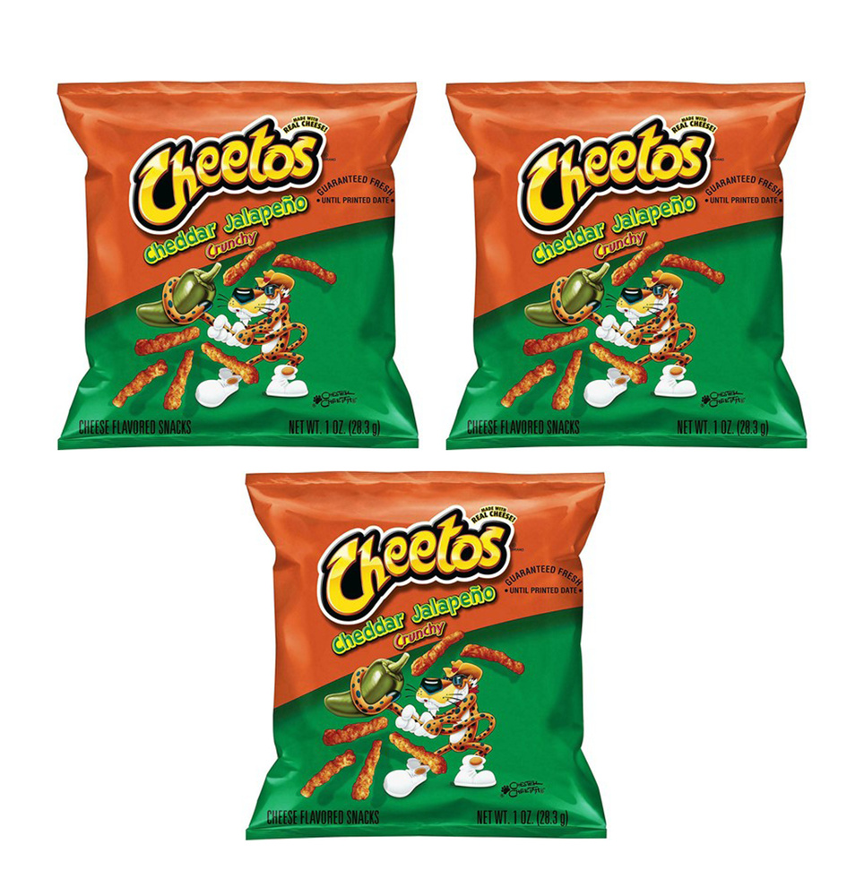Кукурузные чипсы Cheetos Cheddar Jalapeno Crunchy со вкусом сыра и халапеньо 3 шт. по 28.3 г. США  #1