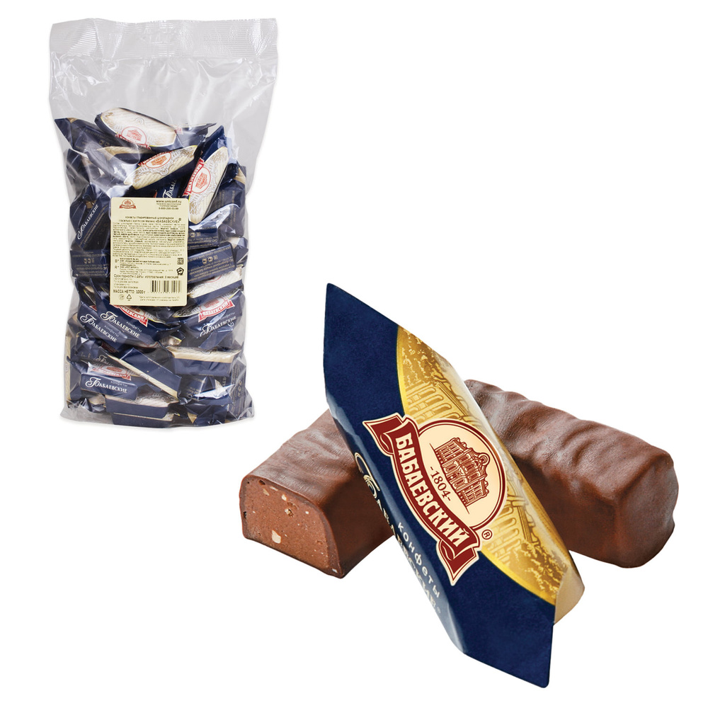 Конфеты шоколадные БАБАЕВСКИЙ с дробленым миндалем и вафельной крошкой, 1000 г, пакет, ББ12279. Комплект #1