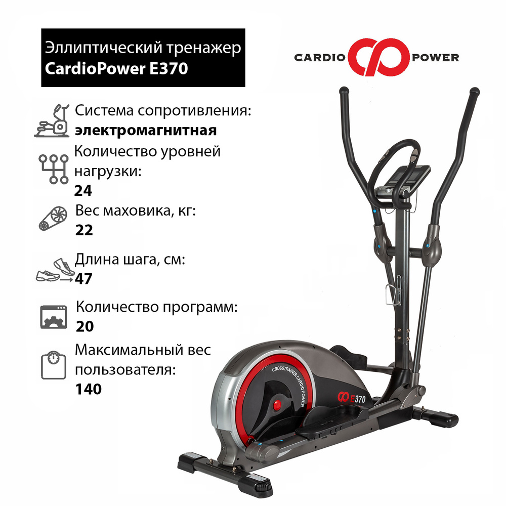 Эллиптический тренажер CardioPower Е370 - купить по доступным ценам в интернет-магазине OZON (352670751)