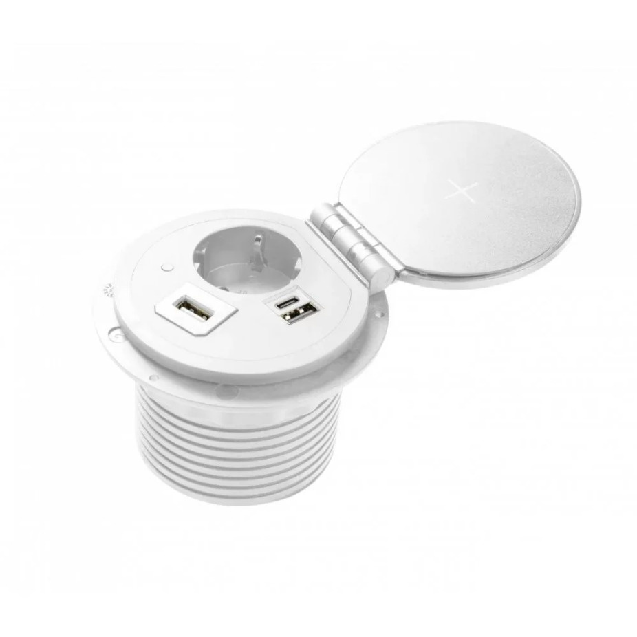 Встраиваемая розетка в стол, столешницу на 1 розетку, 2 USB Type A ...