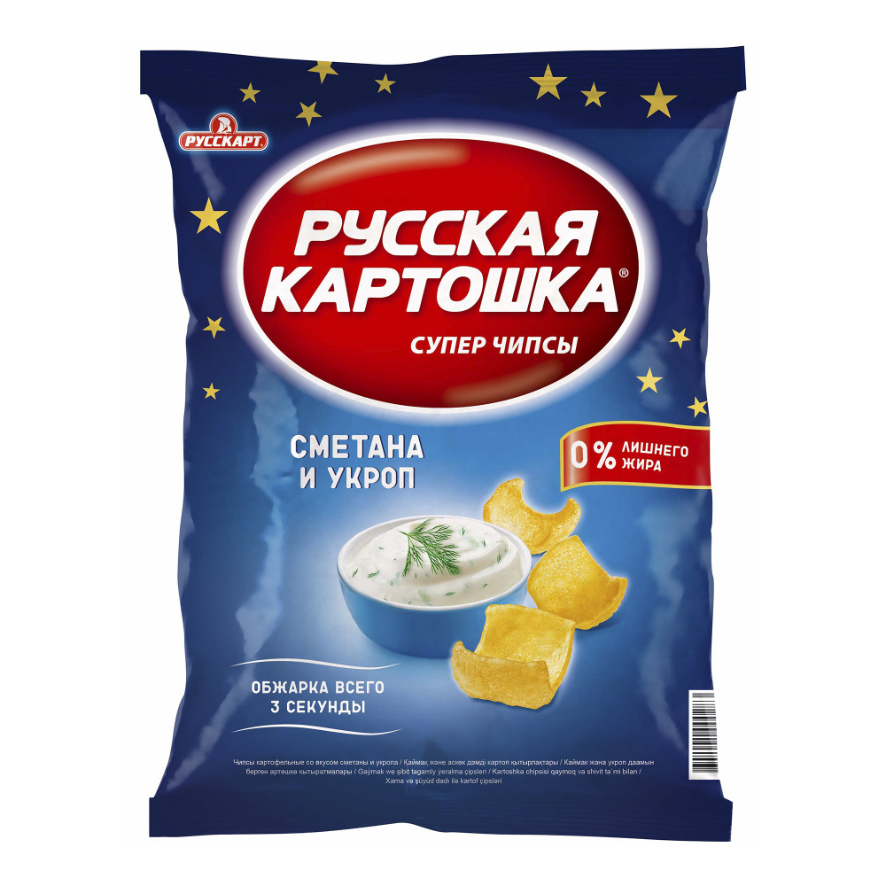 Чипсы картофельные Русская картошка со вкусом сметаны и укропа 50 г ...