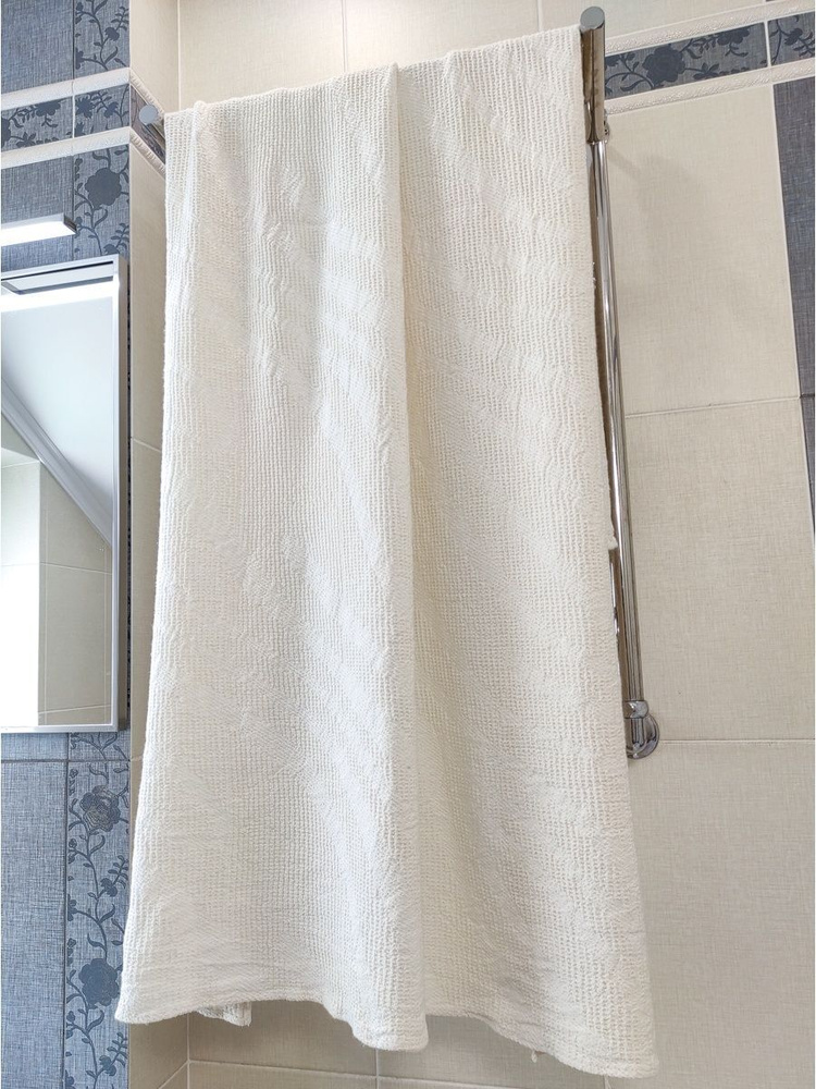 Белорусский лен Полотенце для ванной, Хлопок, Лен, 80x145 см, белый, 1 шт.  #1