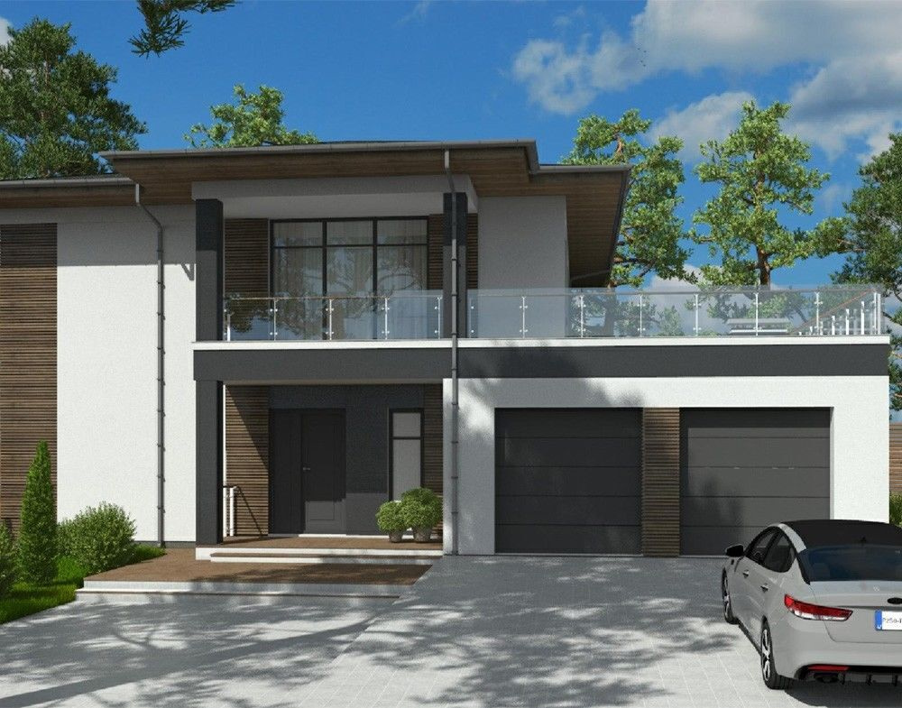 (270м2, 16х14м) Готовый проект двухэтажного дома из газобетона с гаражом и террасой - AS-2672  #1