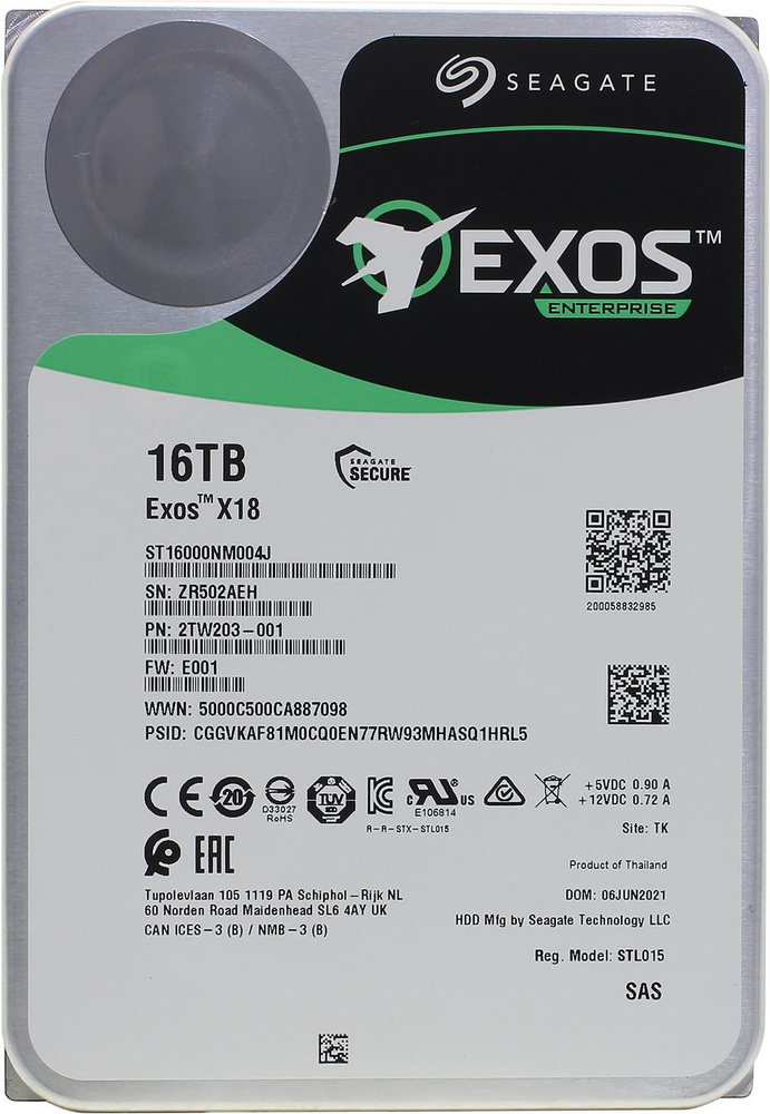 Seagate 16 ТБ Внутренний жесткий диск Exos X18 16TB (ST16000NM004J)  #1