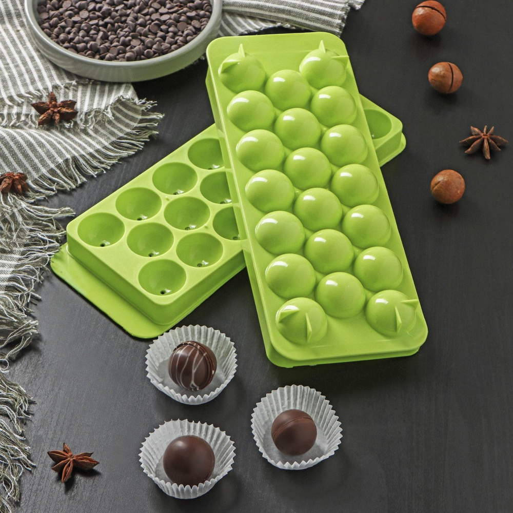 Форма для льда и шоколада "Шар", молд для творчества, 20 ячеек, размер ...